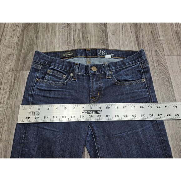 J Crew Toothpick Jeans Womens 26 Ankle Blue Skinny Stretch Denim Medium Wash - Picture 7 of 10